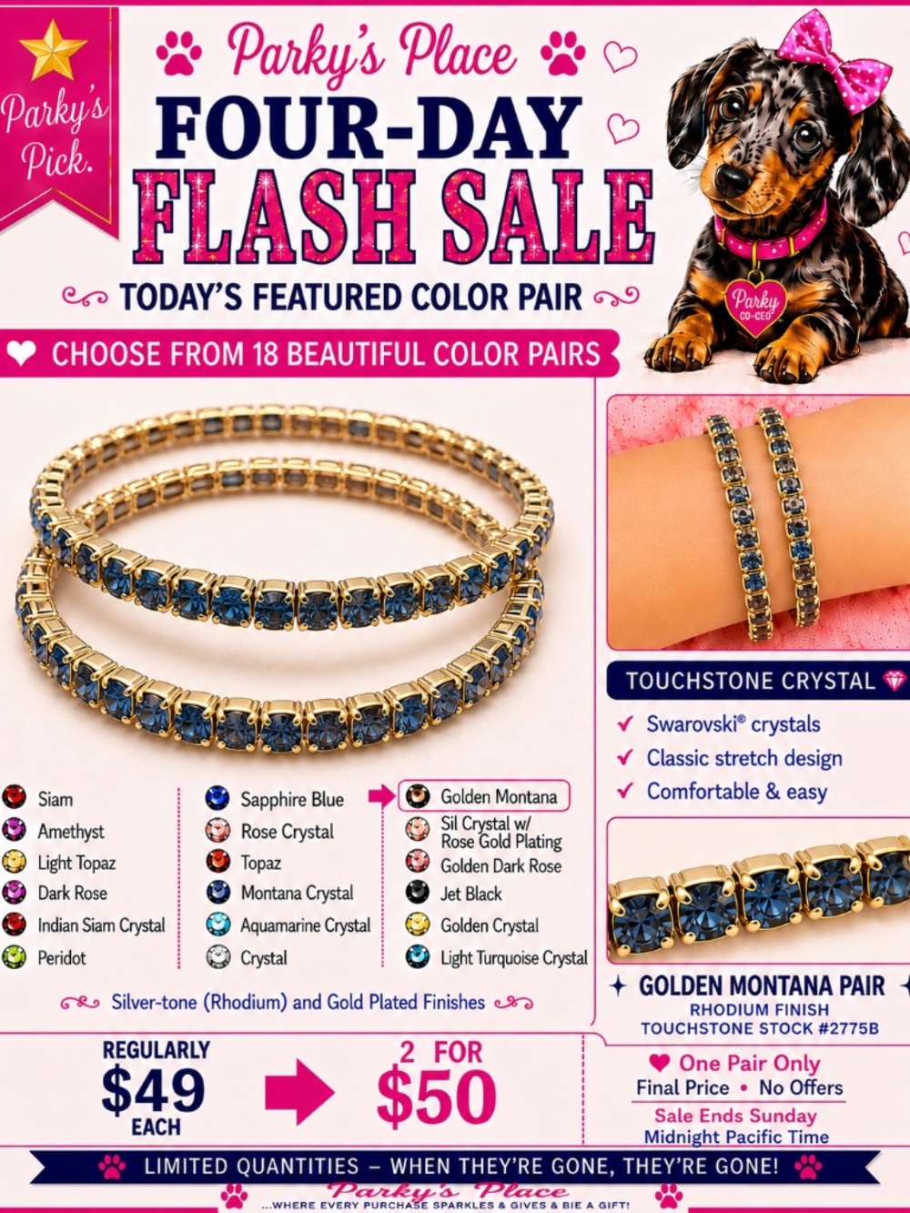 Touchstone Golden Montana Pair Bracelets | Gold Plated Finish